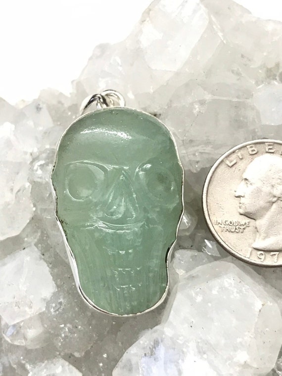 Huge Prehnite Skull Pendant