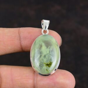 Moss Prehnite 925 Sterling Silver Pendant - Handmade Gemstone Jewelry
