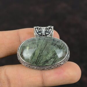 Moss Prehnite Pendant: Vintage Boho 925 Sterling Silver Jewelry