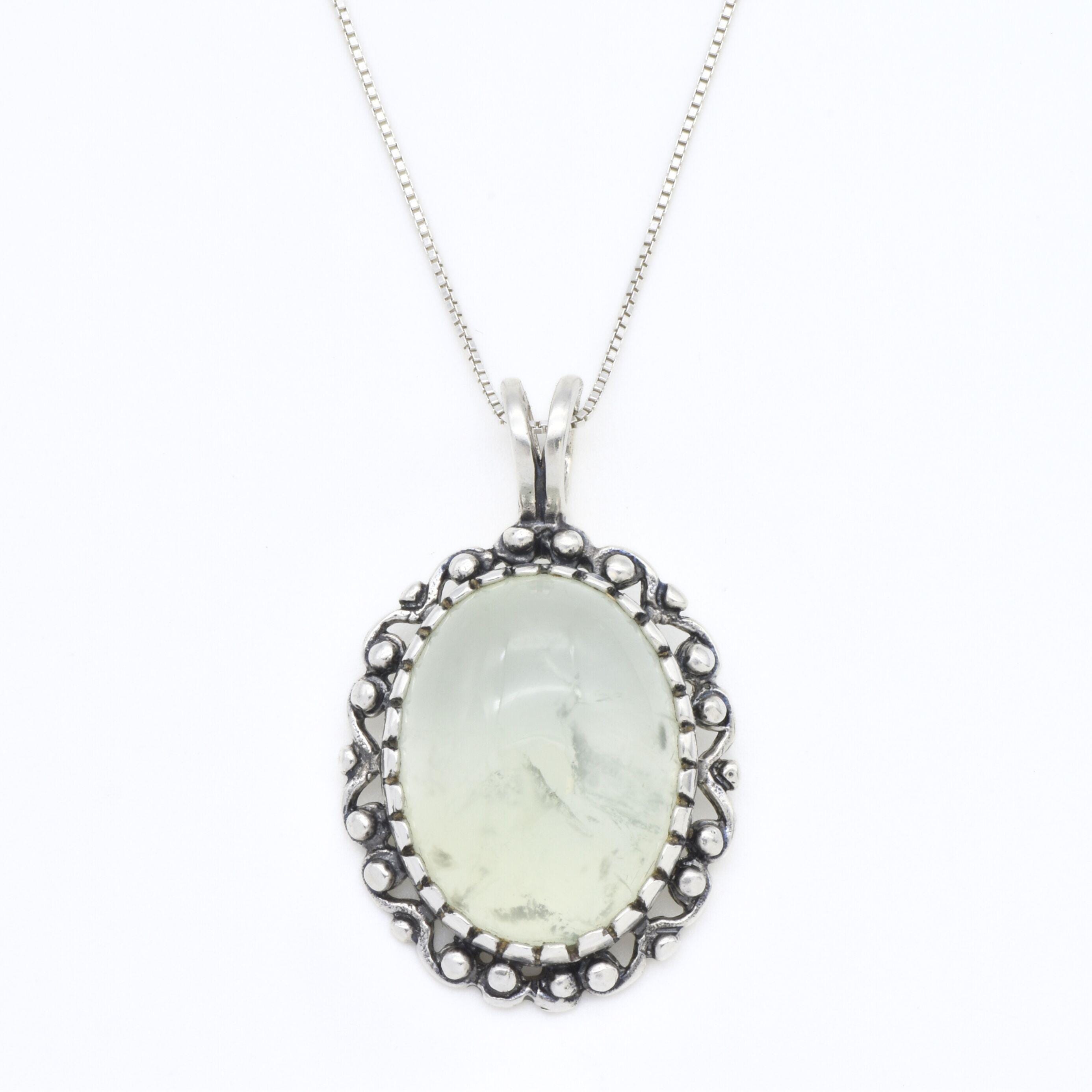 Prehnite Pendant, Natural Prehnite, Green Large Pendant, Statement Pendant, Artistic Pendant, May Gift, Solid Silver Pendant, Rare By Adina