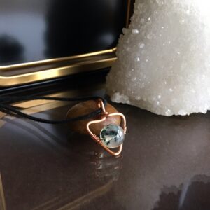 Prehnite Pendant Necklace, Copper Wire Wrapped, Sacred Love Jewelry