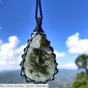 Tourmalinated Prehnite Pendant for Men /Women, Green Crystal Jewelry, Unique Gift for Friend, Green Gemstone Pendant, Natural Stone Necklace