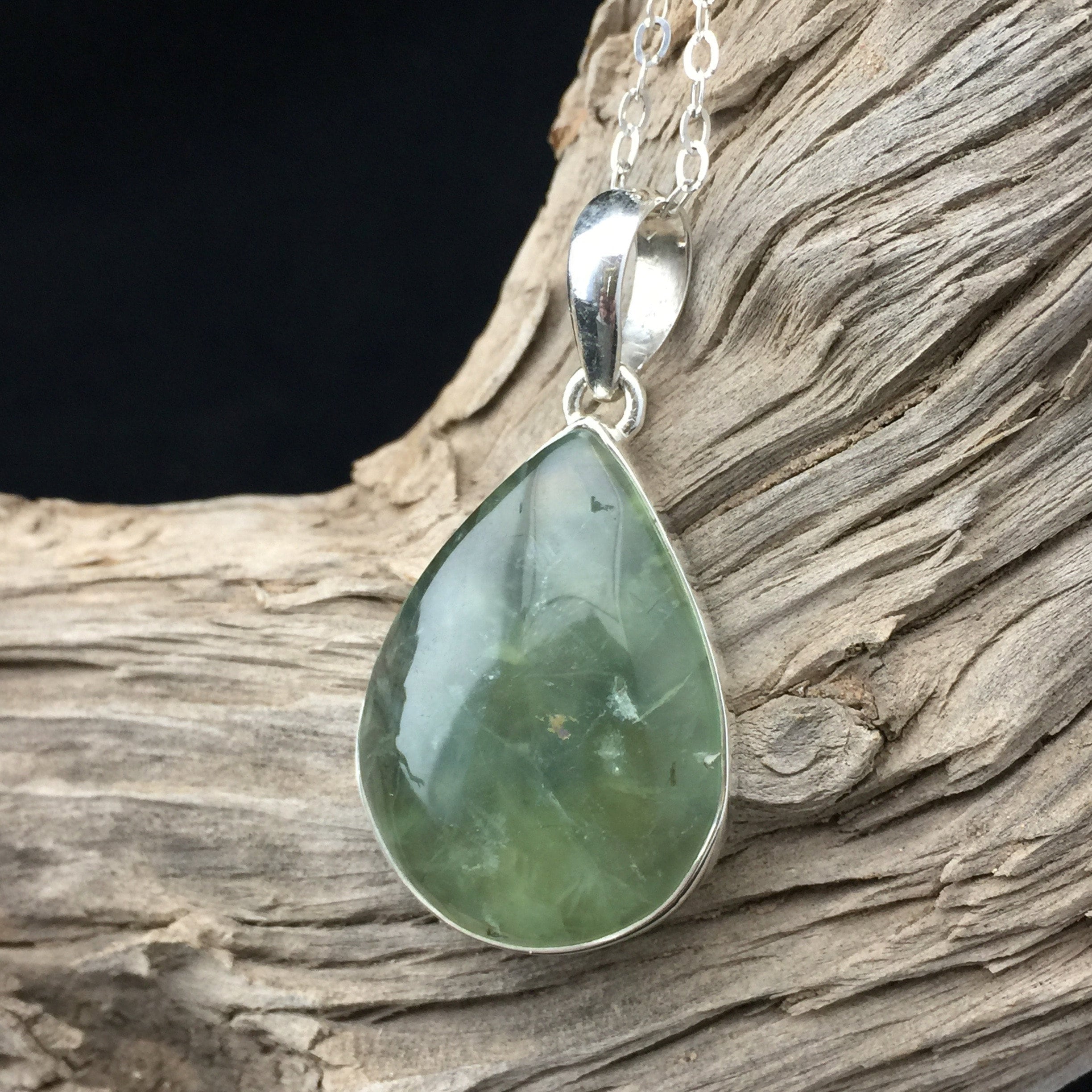 Transformational: Polished Prehnite And Sterling Silver Pendant (1-6)