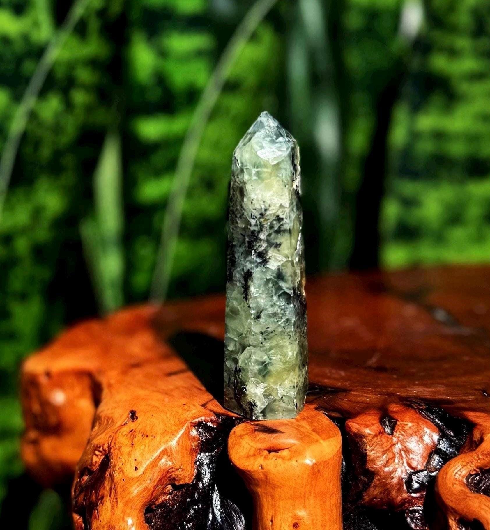 Prehnite W/ Epidote Crystal Tower - “heals The Healer" Prehnite W/ Epidote Crystal Tower - “heals The Healer"