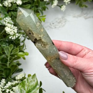 Prehnite With Epidote Double Terminated Point | 165g | - #3 (polished Green Crystal Tower, Healing Stone) Prehnite With Epidote Double Terminated Point | 165g | - #3 (polished Green Crystal Tower, Healing Stone)