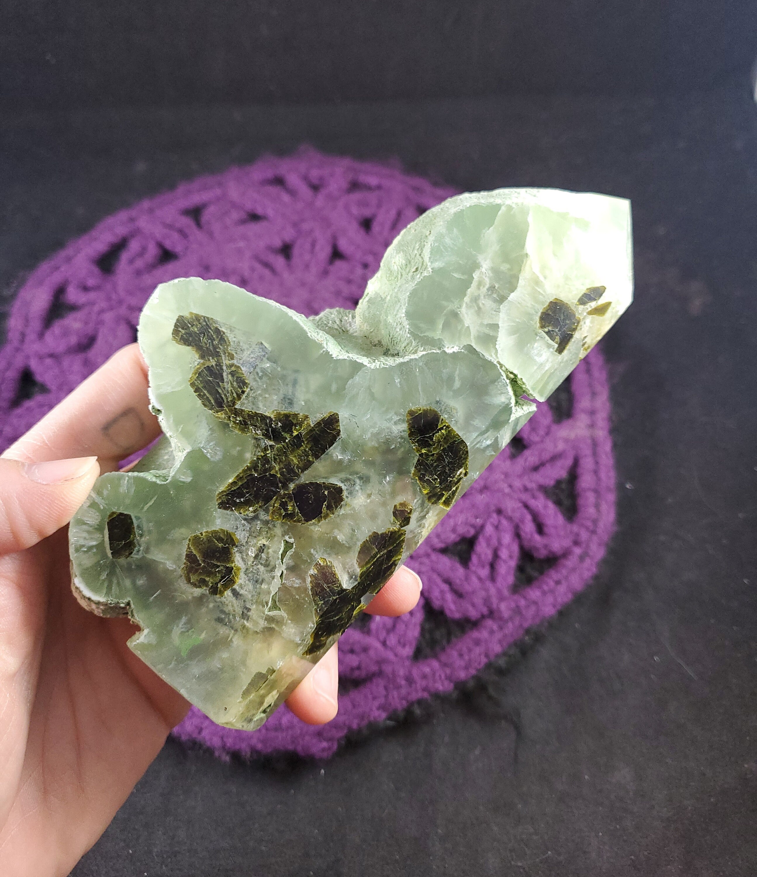Prehnite With Epidote Half Raw Polished Point Crystal With Vugs Standing Stones Crystals Natural Unique Tower Mali Africa Prehnite With Epidote Half Raw Polished Point Crystal With Vugs Standing Stones Crystals Natural Unique Tower Mali Africa