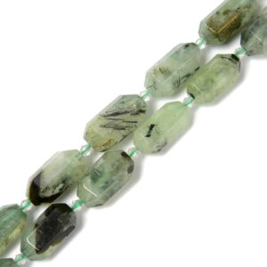 Natural Prehnite Prism Cut Double Point Bead Size 15x25mm 15.5'' Strand Natural Prehnite Prism Cut Double Point Bead Size 15x25mm 15.5'' Strand