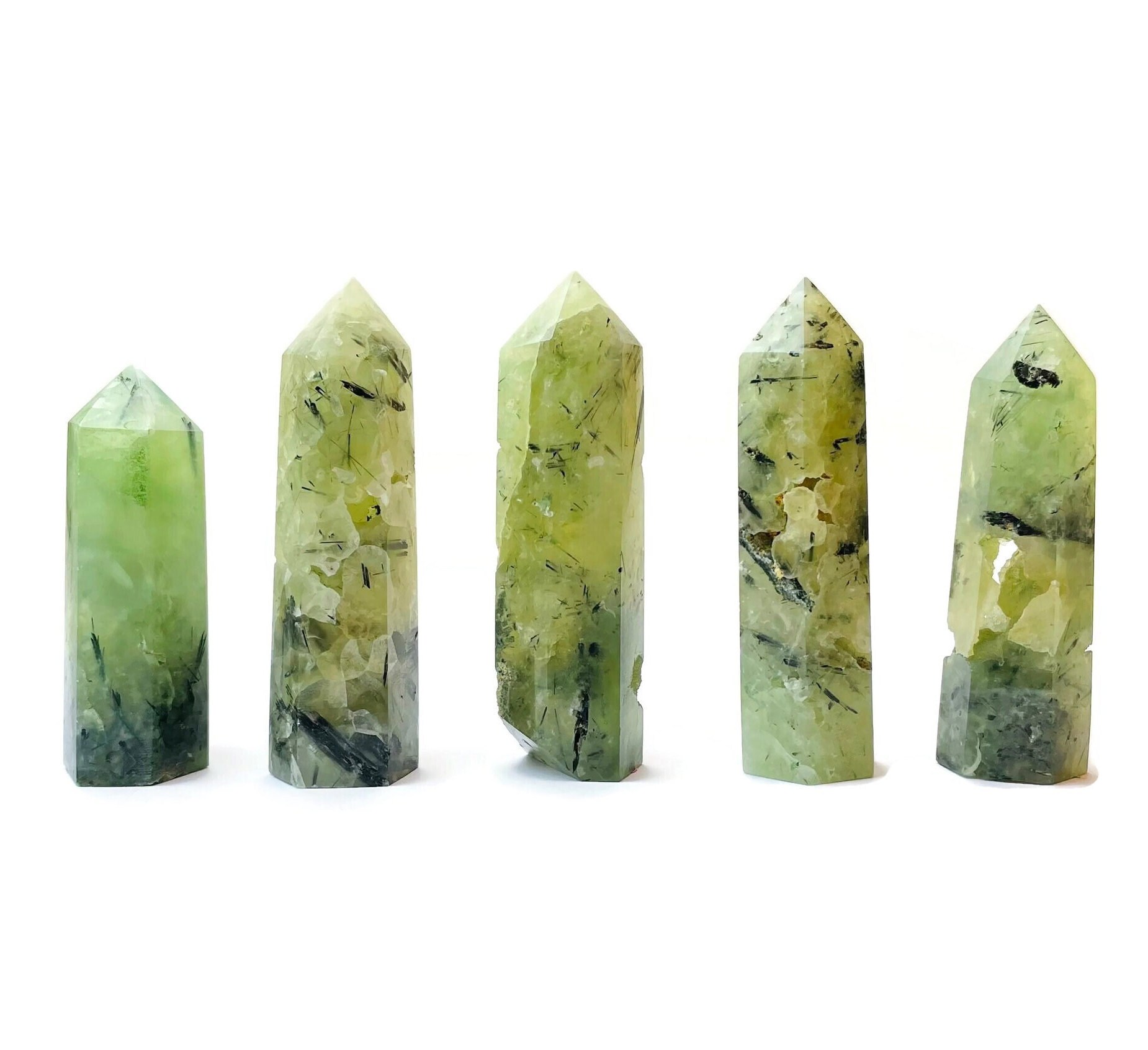 Peruvian Prehnite Crystal Tower: Green Grape Stone Point (80-120 Mm)