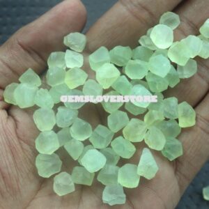 25 Raw Prehnite Gemstone Chunks: Natural Green Stone (8-10 MM)