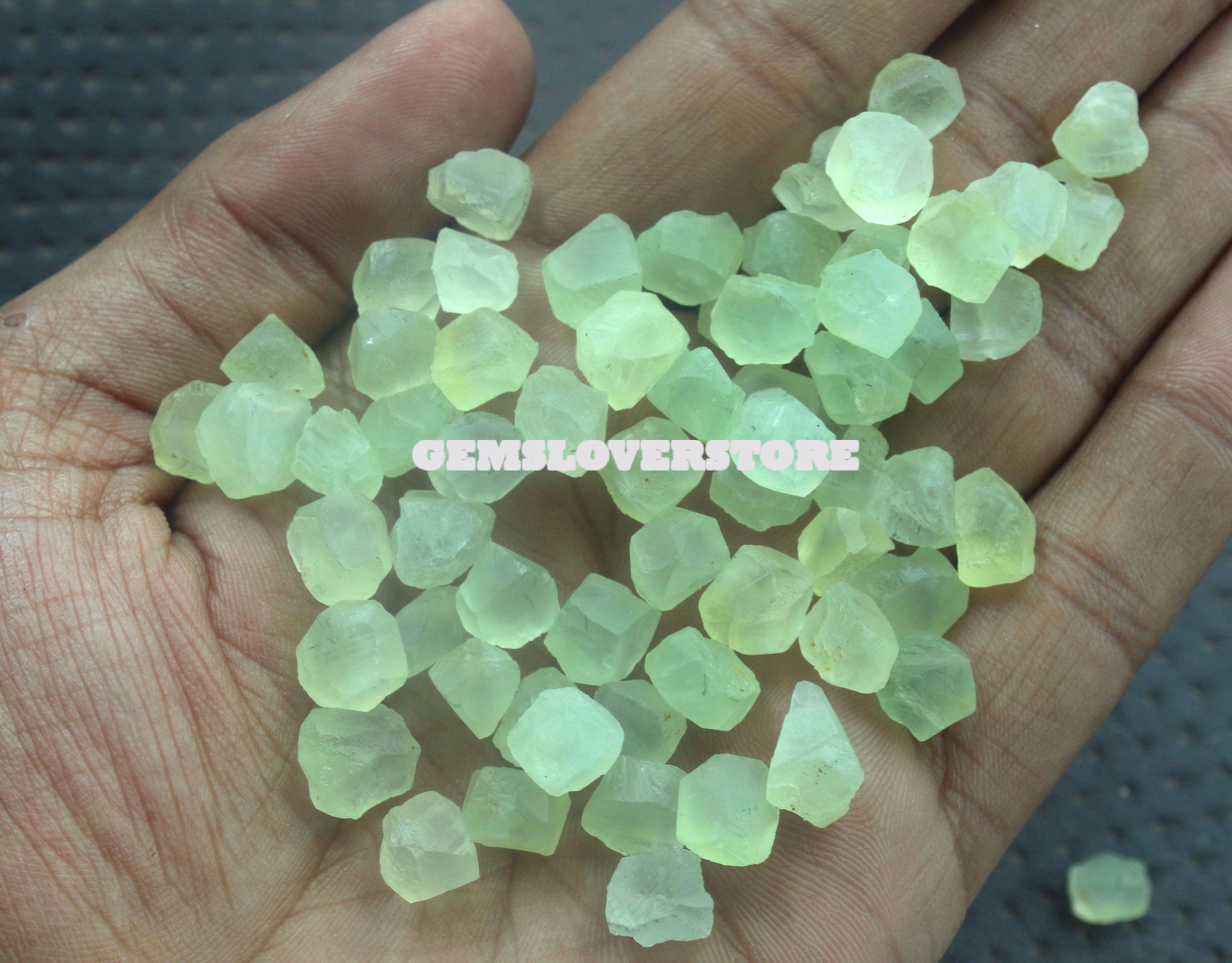25 Raw Prehnite Gemstone Chunks: Natural Green Stone (8-10 Mm)
