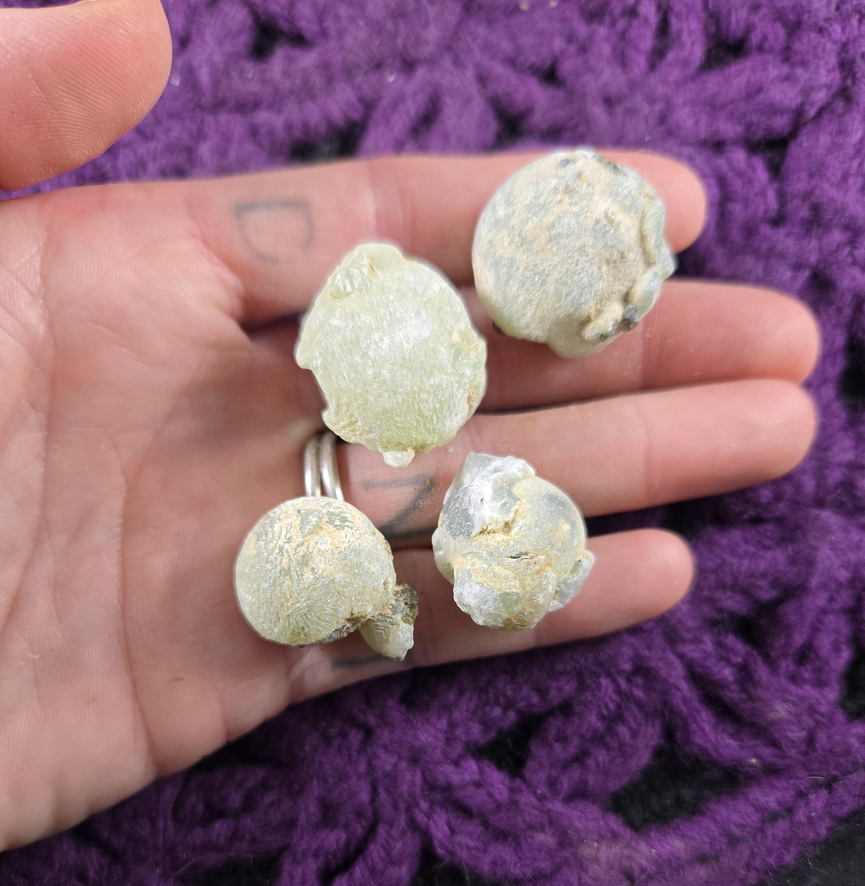 4 Raw Prehnite With Epidote Botryoidal Bubble Crystals Balls Stones Crystals Rough Specimen Mali Africa