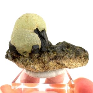 Prehnite with Epidote | Botryoidal green crystal, mineral specimen from Mali