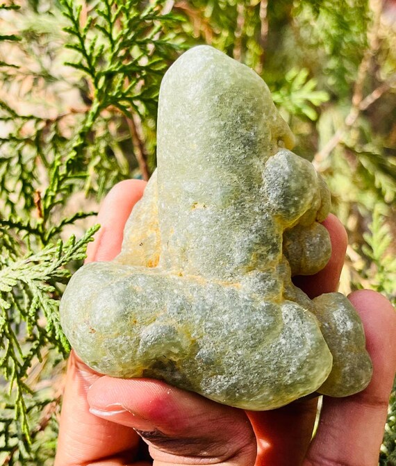 Natural Rough Prehnite Stone Green Raw Prehnite Mineral African Rough Prehnite Stone With Black Epidote 1320 Caret