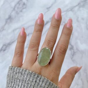 Prehnite Adjustable Ring / 925 Sterling Silver / Healing Gemstone / Gifts for her / Oval Cab / Prehnite Jewellery / Statement Ring PRN-R-31. Prehnite Adjustable Ring / 925 Sterling Silver / Healing Gemstone / Gifts for her / Oval Cab / Prehnite Jewellery / Statement Ring PRN-R-31.