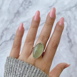 Prehnite Adjustable Ring / 925 Sterling Silver / Healing Gemstone / Gifts for her / Oval Cab / Prehnite Jewellery / Statement Ring PRN-R-6. Prehnite Adjustable Ring / 925 Sterling Silver / Healing Gemstone / Gifts for her / Oval Cab / Prehnite Jewellery / Statement Ring PRN-R-6.