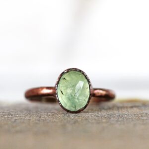 Prehnite Ring - Electroformed Copper - Stacking Ring Prehnite Ring - Electroformed Copper - Stacking Ring