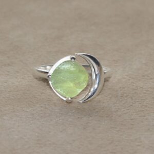 Prehnite Gemstone Ring: Handmade 925 Sterling Silver Adjustable Boho Ring Prehnite Gemstone Ring: Handmade 925 Sterling Silver Adjustable Boho Ring