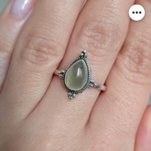 Green Prehnite 925 Sterling Silver Pear Shape Ring Green Prehnite 925 Sterling Silver Pear Shape Ring
