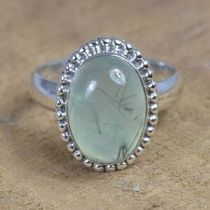 Green Prehnite Gemstone Ring: 925 Sterling Silver, June Birthstone, Size Us 5 Green Prehnite Gemstone Ring: 925 Sterling Silver, June Birthstone, Size Us 5