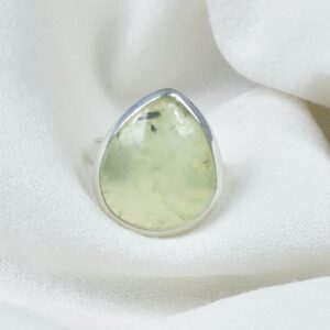 Green Prehnite Pear Ring: 925 Sterling Silver Gemstone, Us Size 8 Green Prehnite Pear Ring: 925 Sterling Silver Gemstone, Us Size 8