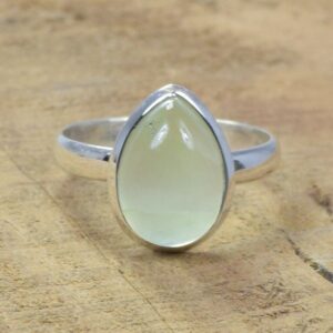 Green Prehnite Pear Ring: 925 Sterling Silver Gemstone, June Birthstone, Us Size 9 Green Prehnite Pear Ring: 925 Sterling Silver Gemstone, June Birthstone, Us Size 9