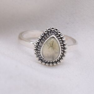 Green Prehnite Ring: Pear Shape Sterling Silver Gemstone Jewelry Green Prehnite Ring: Pear Shape Sterling Silver Gemstone Jewelry