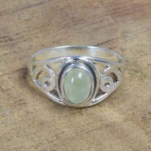 Green Prehnite Sterling Silver Ring: Oval Filigree Design, Us Size 9 Green Prehnite Sterling Silver Ring: Oval Filigree Design, Us Size 9