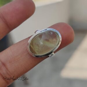 Handmade Prehnite 925 Sterling Silver Ring: Gemstone Statement Band Handmade Prehnite 925 Sterling Silver Ring: Gemstone Statement Band