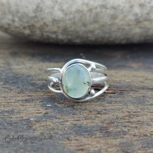 Handmade Prehnite Gemstone Ring: Sterling Silver Statement Jewelry Handmade Prehnite Gemstone Ring: Sterling Silver Statement Jewelry