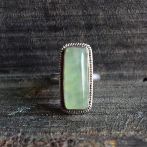 Natural Green Prehnite 925 Silver Ring, Aaa Gemstone Natural Green Prehnite 925 Silver Ring, Aaa Gemstone