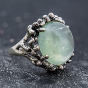 Prehnite Ring, Natural Prehnite, Green Ring, May Birthstone, Statement Ring, May Ring, Vintage Rings, Silver Ring, Unique Ring, Prehnite