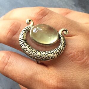 Prehnite Ring, Prehnite, Natural Prehnite, Large Prehnite, Artistic Ring, Statement Ring, Unique Ring, Chakra Ring, Solid Silver Ring