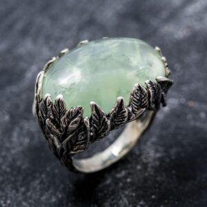 Prehnite Ring, Natural Prehnite, Leaf Ring, Statement Ring, Vine Ring, Large Prehnite, Artistic Ring, Artisan Ring, Unique Silver Ring Prehnite Ring, Natural Prehnite, Leaf Ring, Statement Ring, Vine Ring, Large Prehnite, Artistic Ring, Artisan Ring, Unique Silver Ring