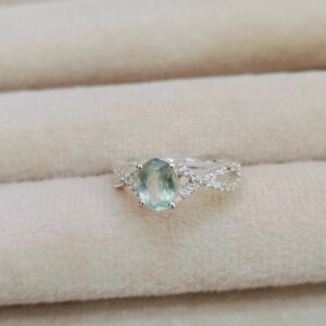 Natural Prehnite Ring, Oval Cut Prehnite Ring, 925 Sterling Silver Ring, Checkerboard Cut Prehnite Ring, Prehnite Silver Ring For Gift Natural Prehnite Ring, Oval Cut Prehnite Ring, 925 Sterling Silver Ring, Checkerboard Cut Prehnite Ring, Prehnite Silver Ring For Gift