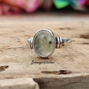 Prehnite Sterling Silver Ring: Handmade Minimalist Band