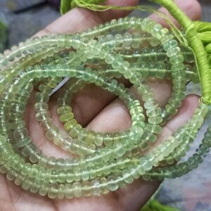 14 Inches Strand,Natural Prehnite Smooth Rondelle,Size 5-7mm 14 Inches Strand,Natural Prehnite Smooth Rondelle,Size 5-7mm