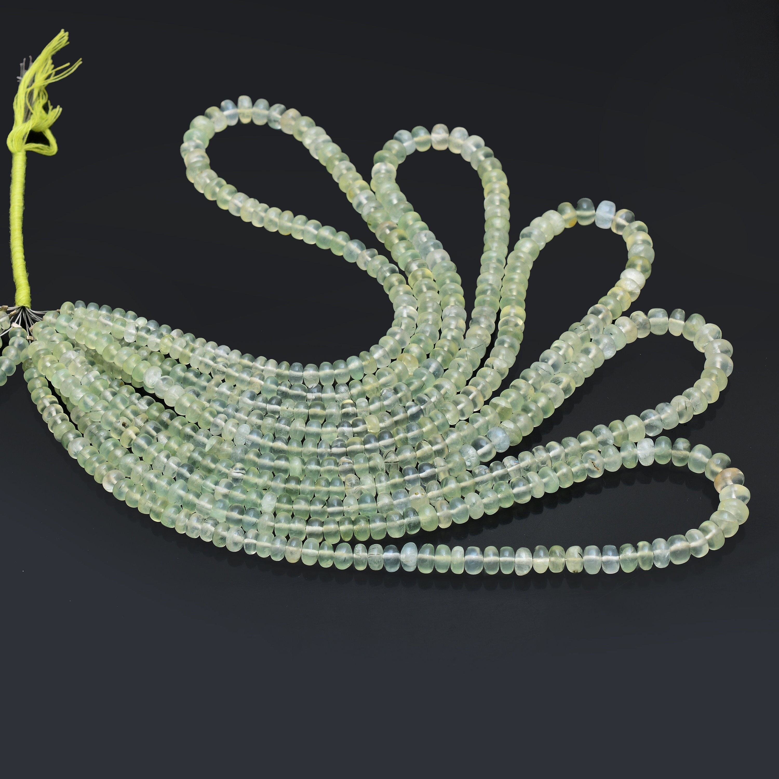 Aaa+ Prehnite Gemstone 5mm-7mm Smooth Rondelle Beads | 16" Strand | Natural Green Prehnite Semi Precious Gemstone Beads For Jewelry Making