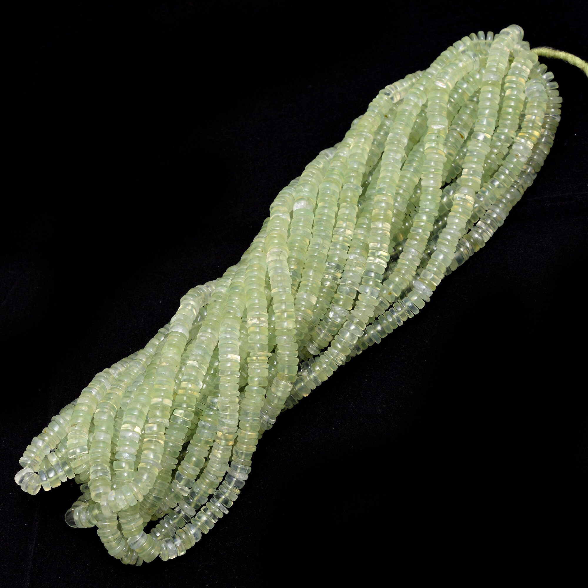 Aaa+ Prehnite Gemstone 6mm-7mm Smooth Heishi Beads | Gemstone Tyre Rondelle 16inch Strand | Natural Prehnite Semi Precious Gemstone Beads