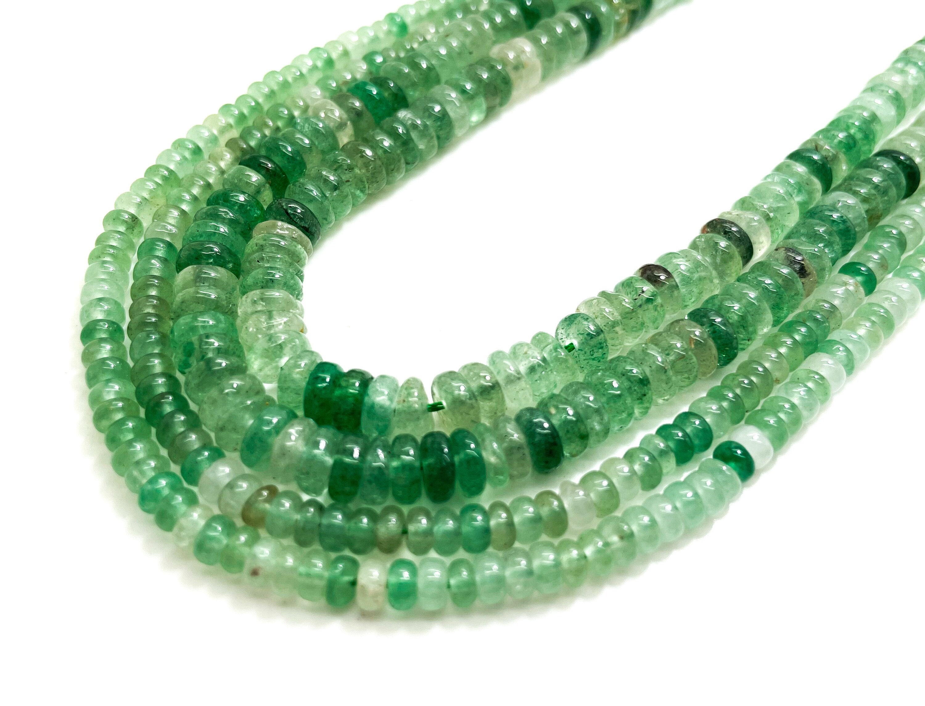 Prehnite Beads, Natural High Quality Green Prehnite Smooth Polished Rondelle Round Flat Gemstone Beads - Rd34