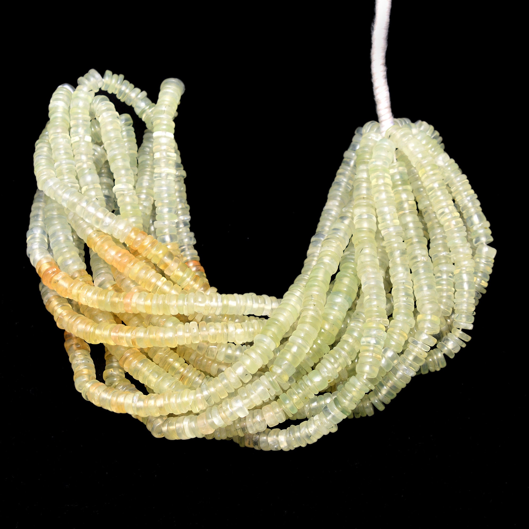Prehnite Gemstone 5mm-6mm Smooth Heishi Beads | Multi Gemstone Tyre Rondelle 16inch Strand | Natural Prehnite Semi Precious Gemstone Beads