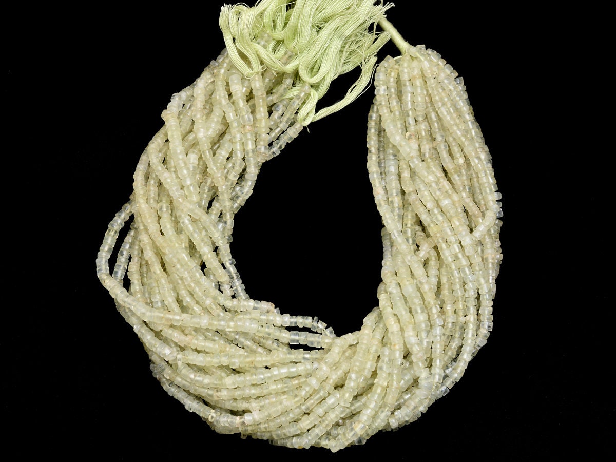 Prehnite Heishi Beads | Gemstone 4mm Tyre Rondelle 13" Strand | Natural Prehnite Semi Precious Gemstone Coin / Disc Beads | Wholesale Price Prehnite Heishi Beads | Gemstone 4mm Tyre Rondelle 13" Strand | Natural Prehnite Semi Precious Gemstone Coin / Disc Beads | Wholesale Price