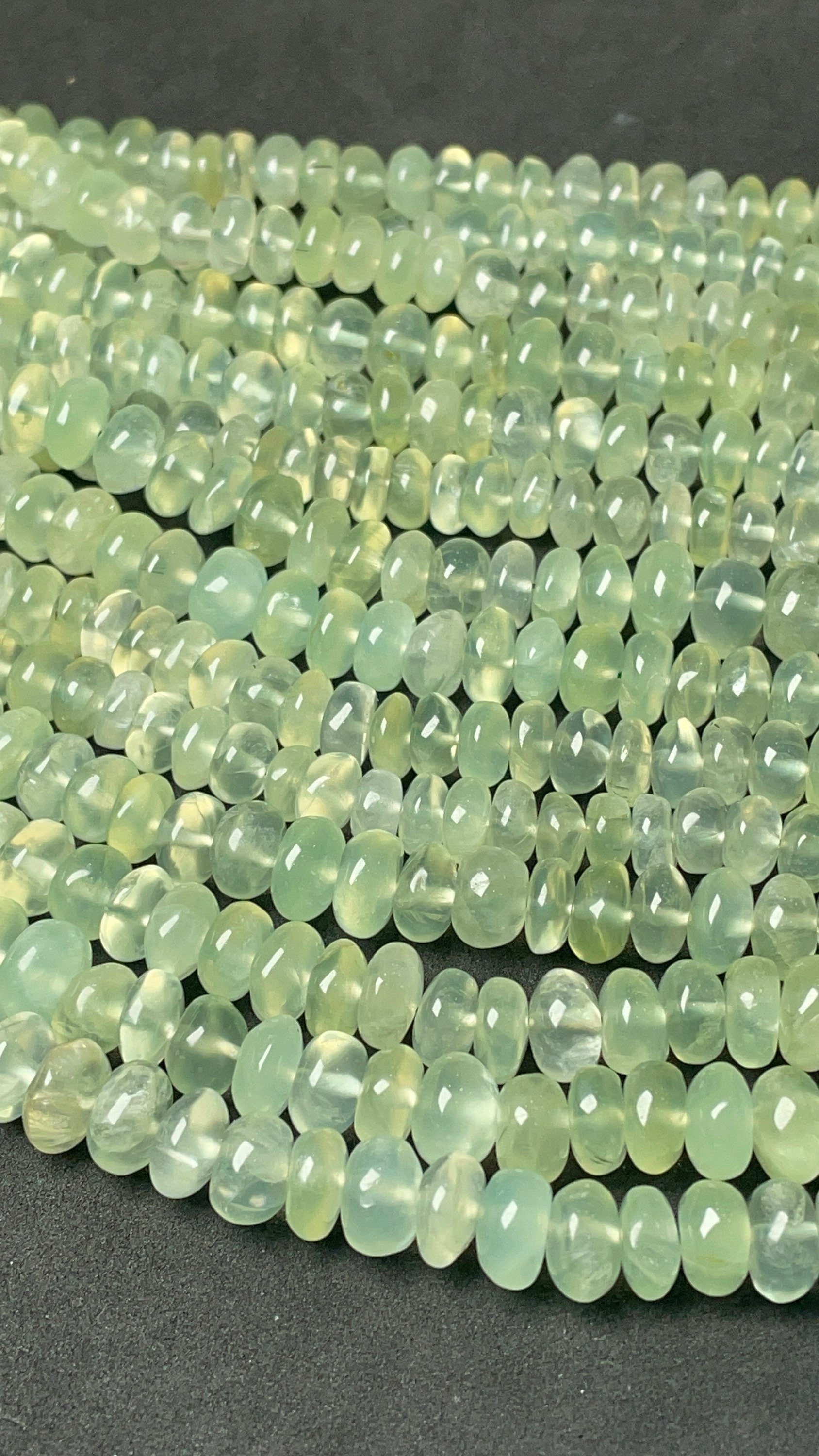 Independence Day Sale New Brand Prehnite Smooth Rondelle Beads Strands 7.5-9 Mm Natural Prehnite 10 Inches Gemstone Beads