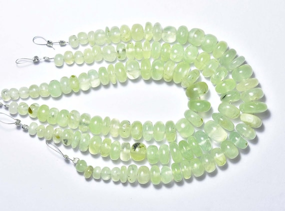 Mint Prehnite Rondelle Beads - 7 Inches - Natural Prehnite Smooth Rondelle - Size Is  6 - 10 Mm #578