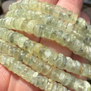 Prehnite Natural Pale Soft Green hand cut Round Heishi Rondelle gemstone Spacer Beads 6-7mm .4mm hole Prehnite Natural Pale Soft Green hand cut Round Heishi Rondelle gemstone Spacer Beads 6-7mm .4mm hole