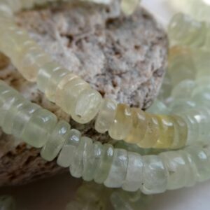 Prehnite rondelle smooth 6mm beads- 6in strand-rutile shaded-translucent green-jewelry making- craft beads Prehnite rondelle smooth 6mm beads- 6in strand-rutile shaded-translucent green-jewelry making- craft beads