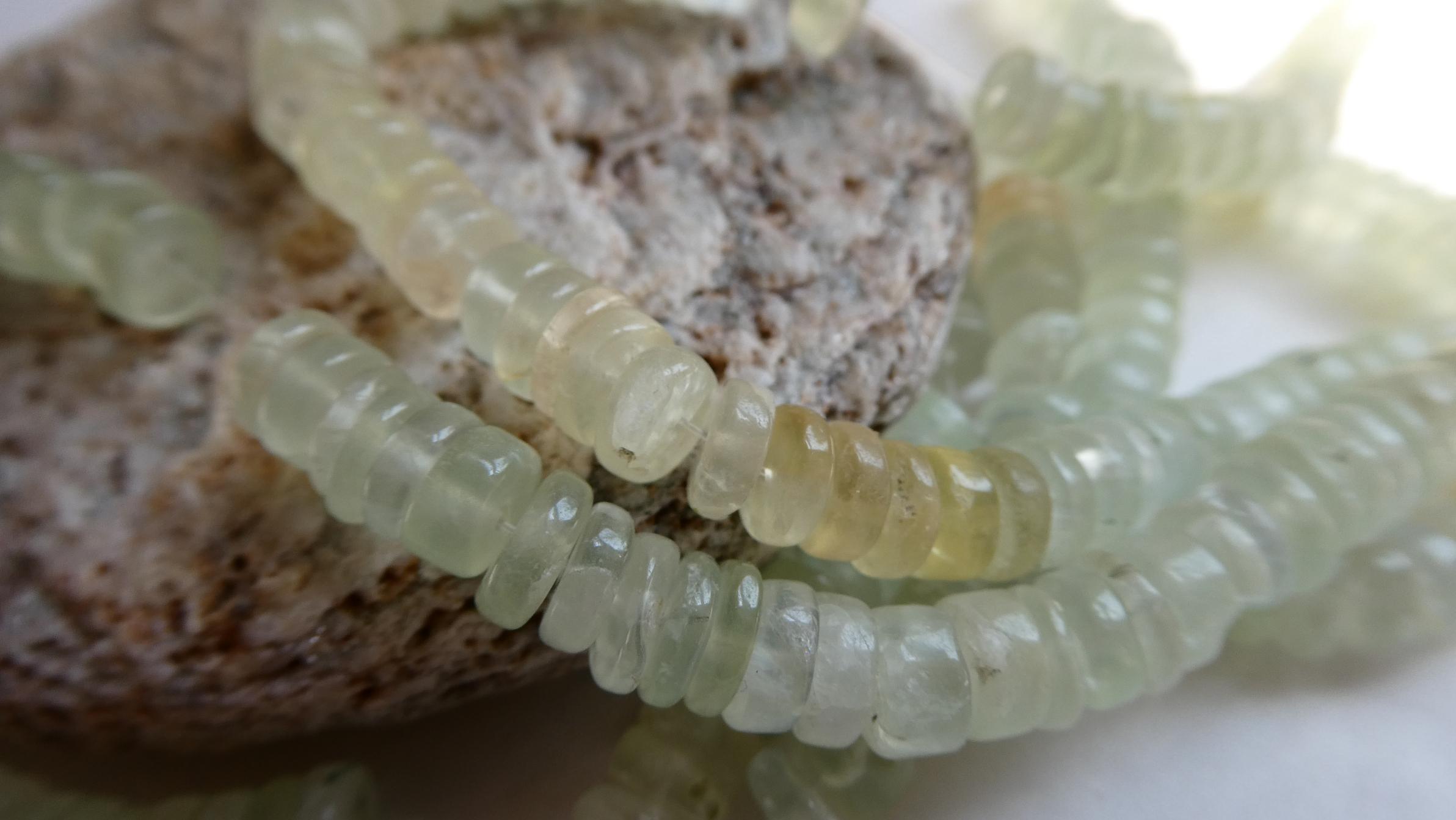 Prehnite Rondelle Smooth 6mm Beads- 6in Strand-rutile Shaded-translucent Green-jewelry Making- Craft Beads