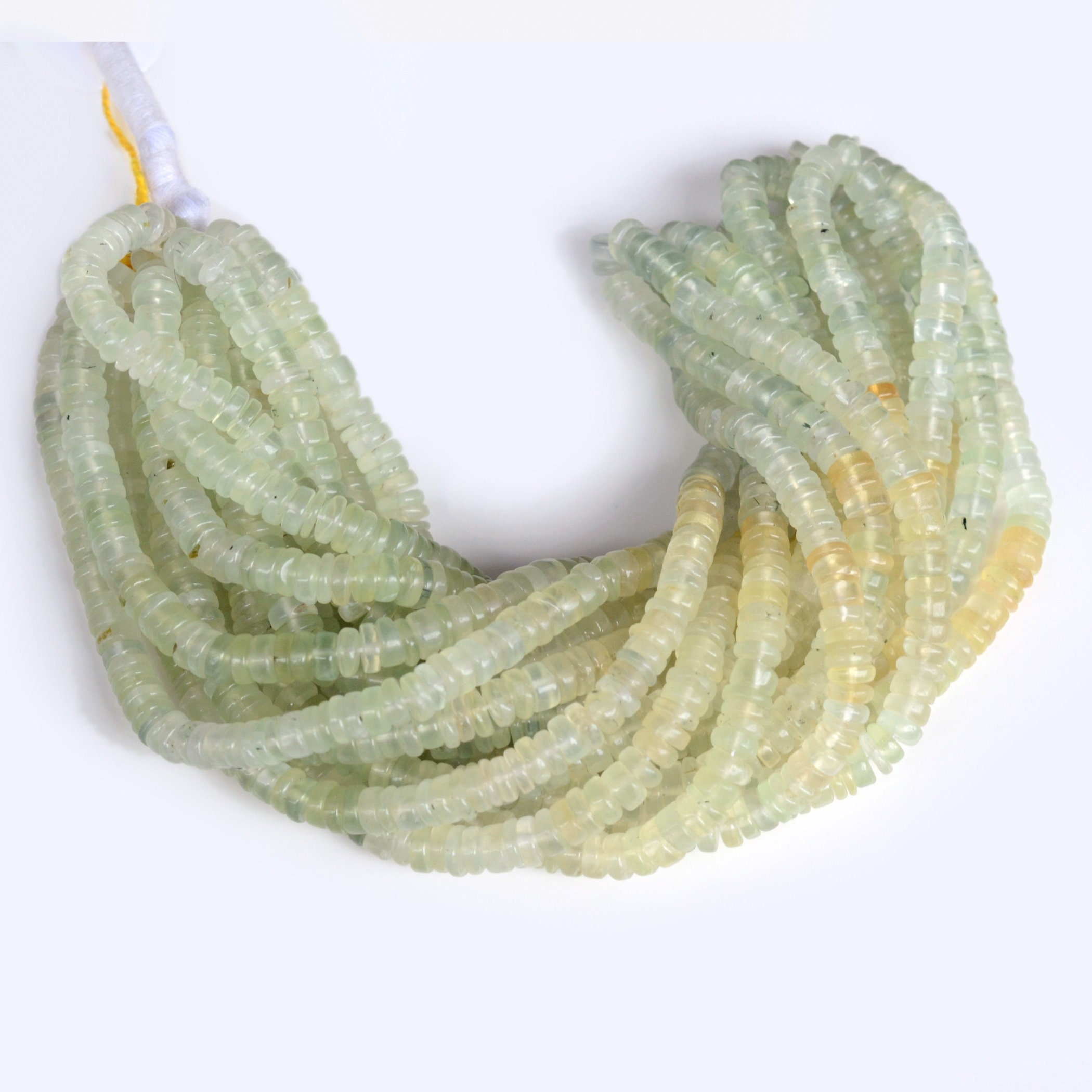 Prehnite Smooth Tyre Rondelle Beads, 6mm To 6.5mm Prehnite Round Heishi Gemstone Beads, 16 Inch Strand, Gds2011