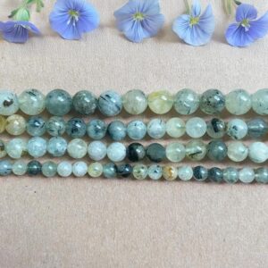 6-10mm B Mixed Green Prehnite Gemstone Beads, Smooth Round Rutilated Crystal, Natural Stone For Handcraft And 6-10mm B Mixed Green Prehnite Gemstone Beads, Smooth Round Rutilated Crystal, Natural Stone For Handcraft And