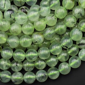 AAA Natural Green Prehnite 6mm 8mm 10mm Smooth Round Beads 15.5" Strand