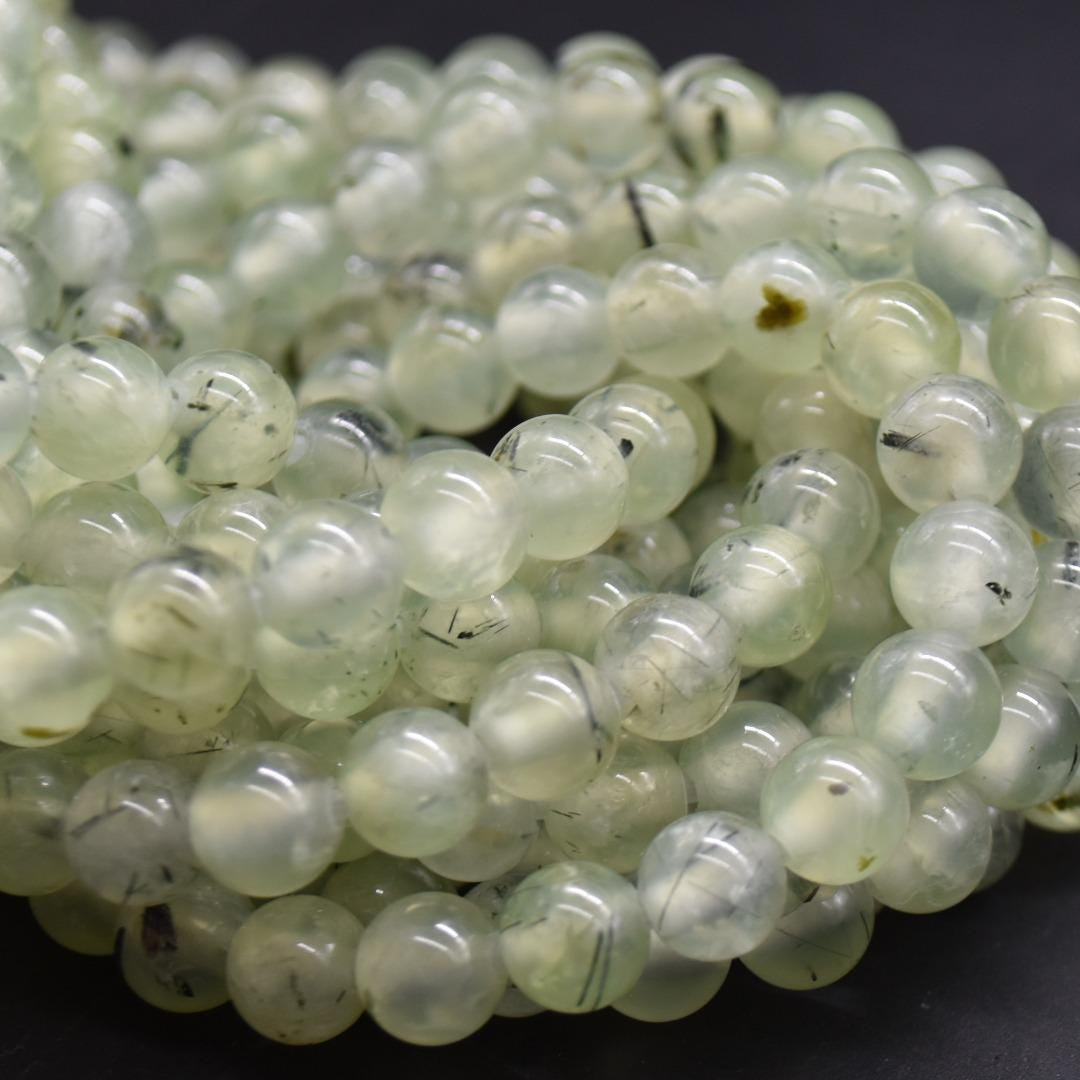 Prehnite Gemstone Round Beads - 8mm - Large Hole (2mm) Gemstone Round Beads For Jewellery Making - 15" Strand Prehnite Gemstone Round Beads - 8mm - Large Hole (2mm) Gemstone Round Beads For Jewellery Making - 15" Strand